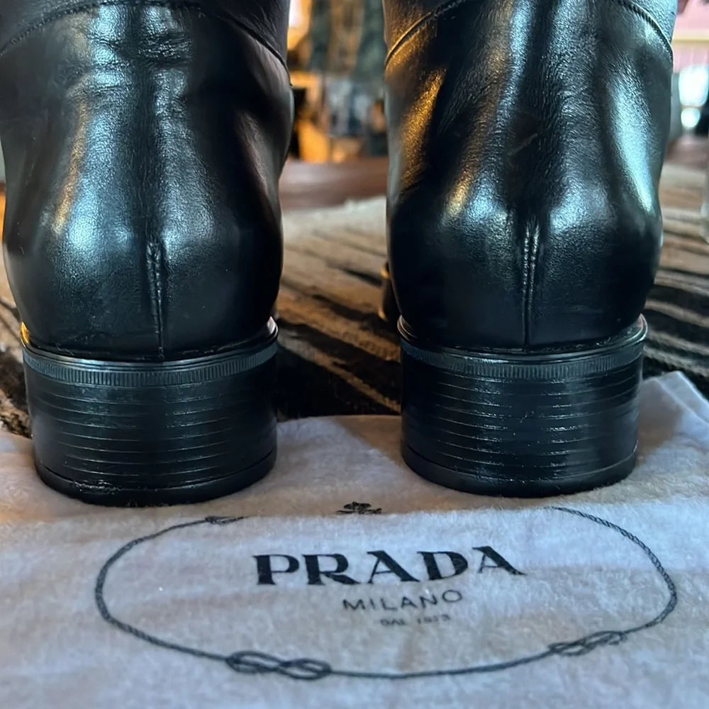 PRADA Pull-on Lug Leather Boots Size 39 - Picture 5 of 7